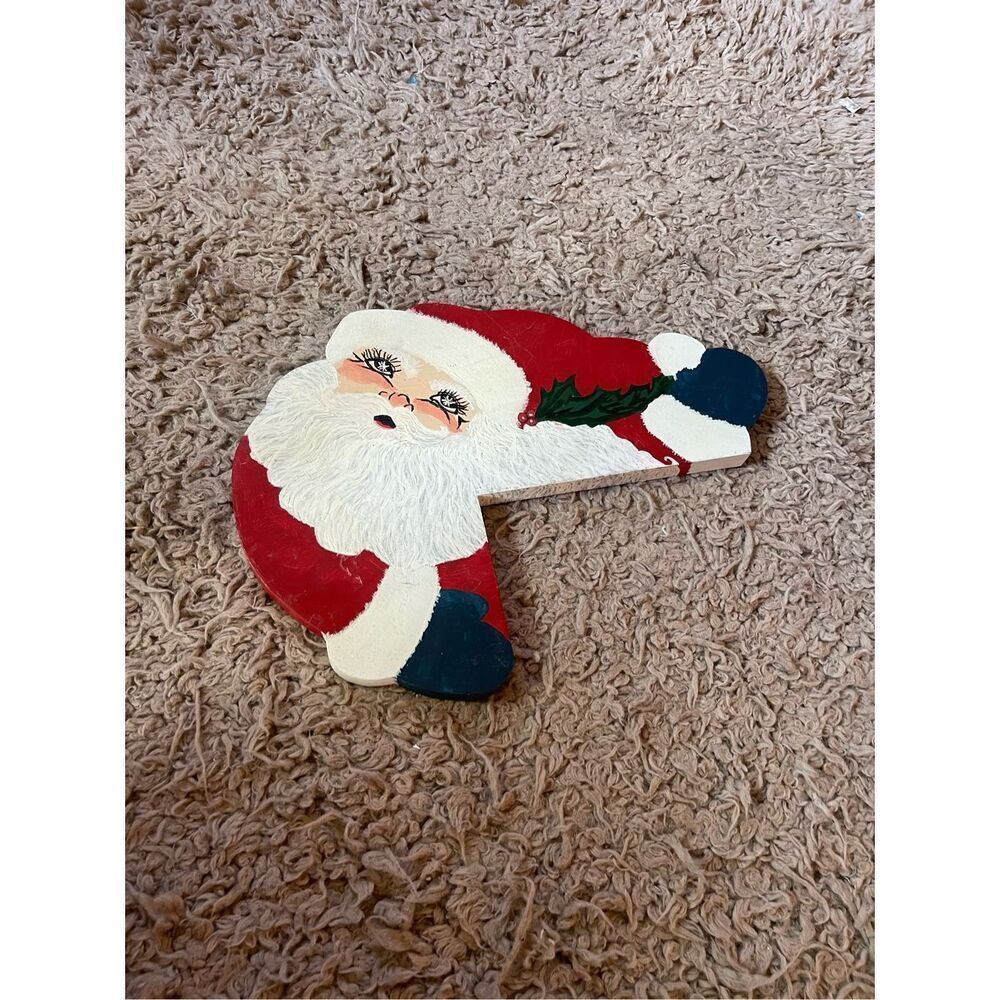 Vintage Santa hand painted wooden wall‎ decoration door mount